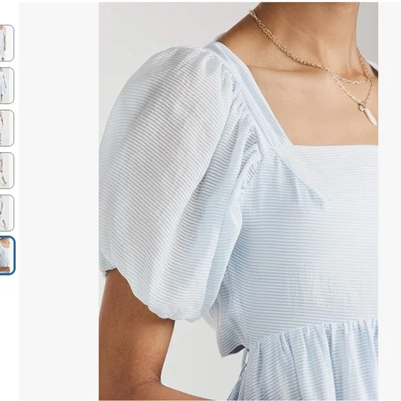 Light Blue Puff Sleeve Dress - Picture 3 of 4